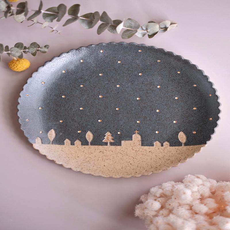 Ryoma Tanaka Large Flare Plate - Blue Town