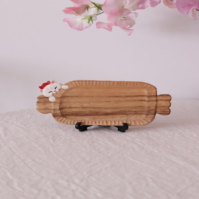 Ayataro Chopsticks Board - White Cat - aya01