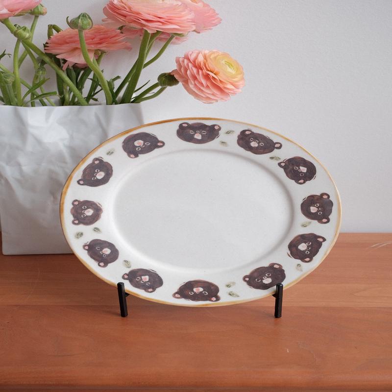 Kato Mikiko Rimmed Cake Plate White Slip - MK36