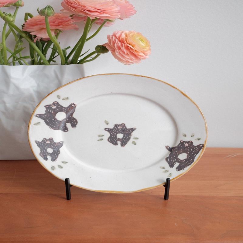 Kato Mikiko Rimmed Cake Plate White Slip - MK37