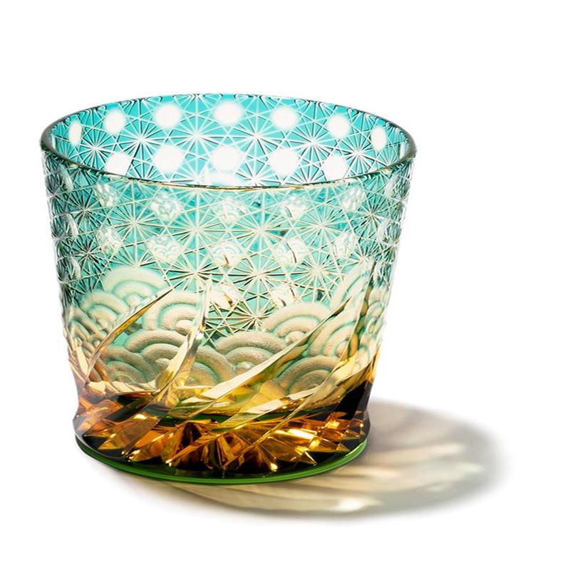 Harisho Yamada Glass - -sazanami Whiskey Crystal Glass - Green