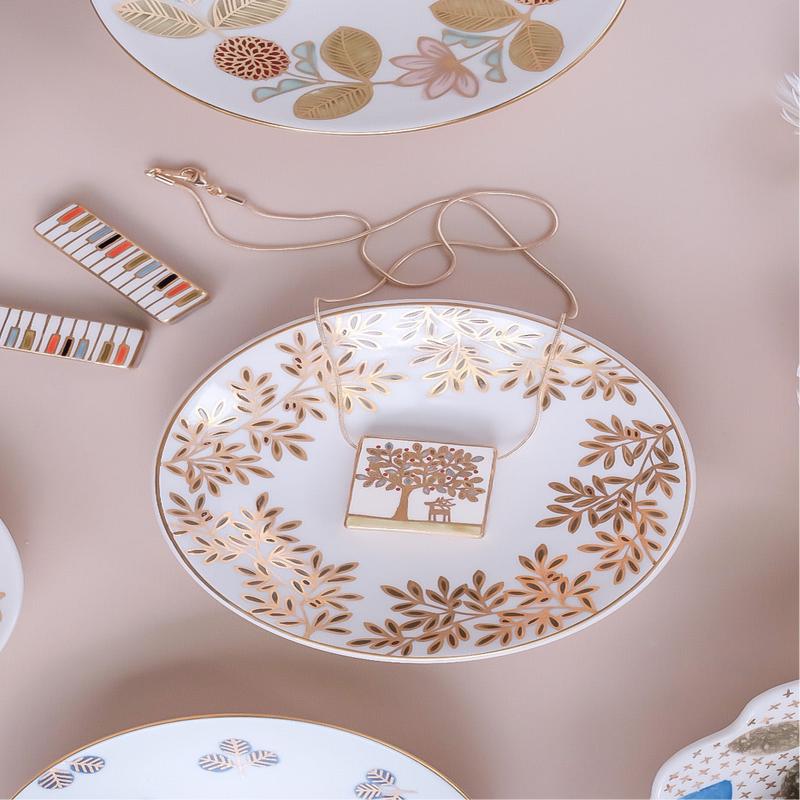 Natsumi Iino Gold Decor Small Plate - Bird NI005b