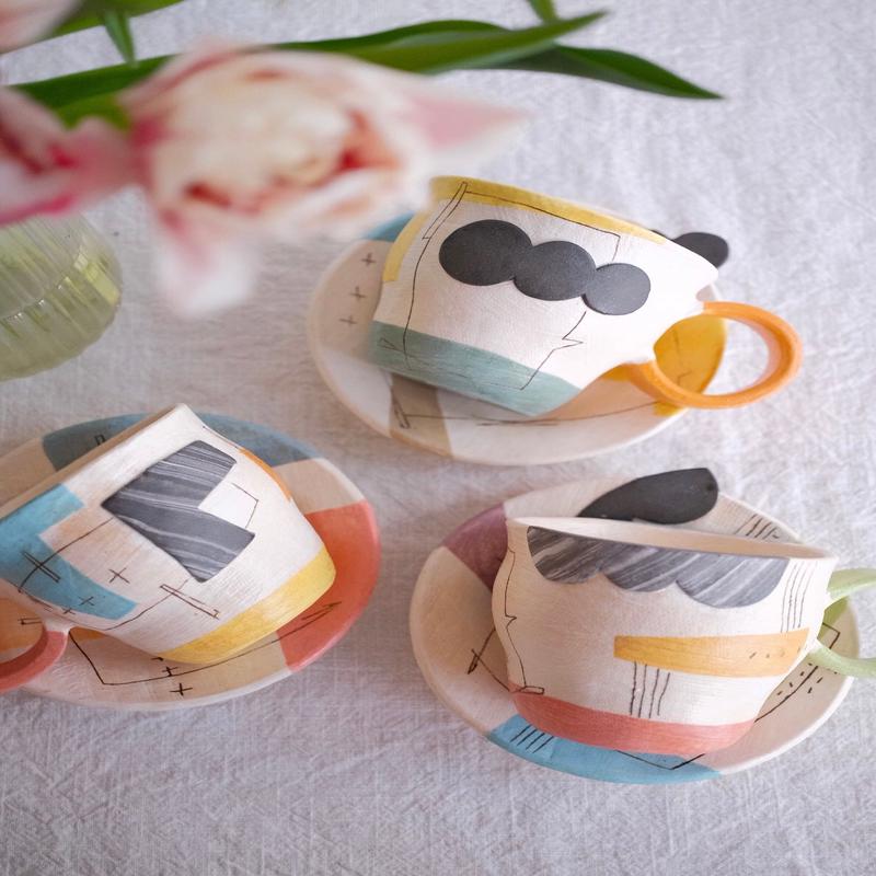 Hacorie Mug with Saucer - Irregular Shape HC24