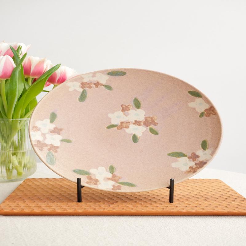 Makiko Okizawa - 24cm Pink Flower Plate MA07