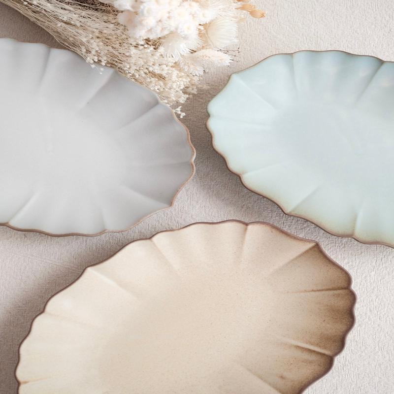 Mino Ware Lotus Oval Plate