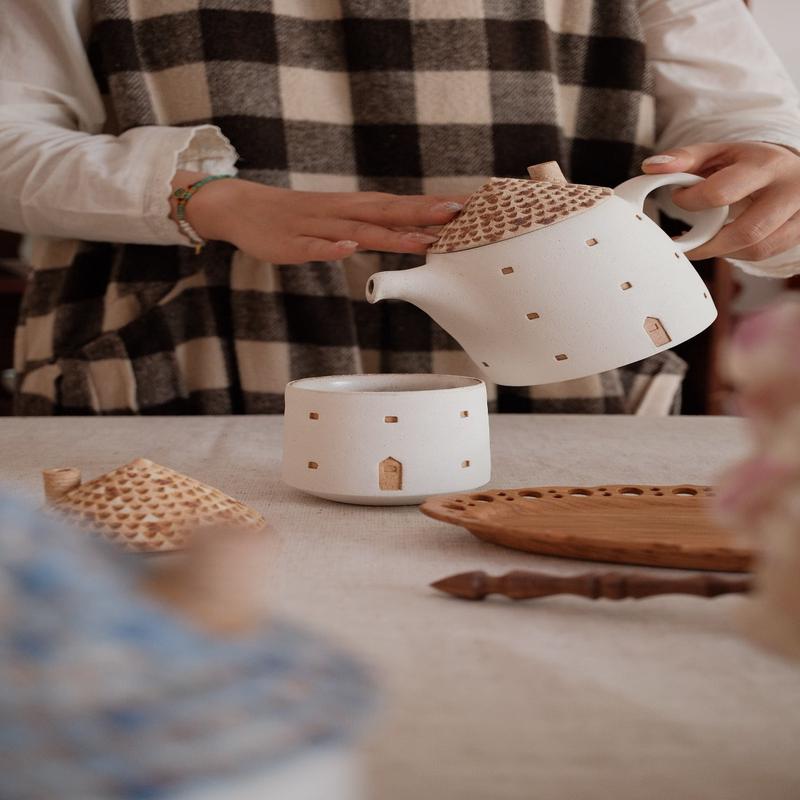 Forest Seed Pottery Ceramic Clay House Tea Pot