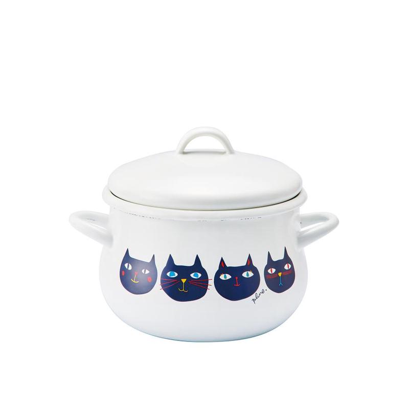 Plune Enamel Two-Handed Pot - Cat