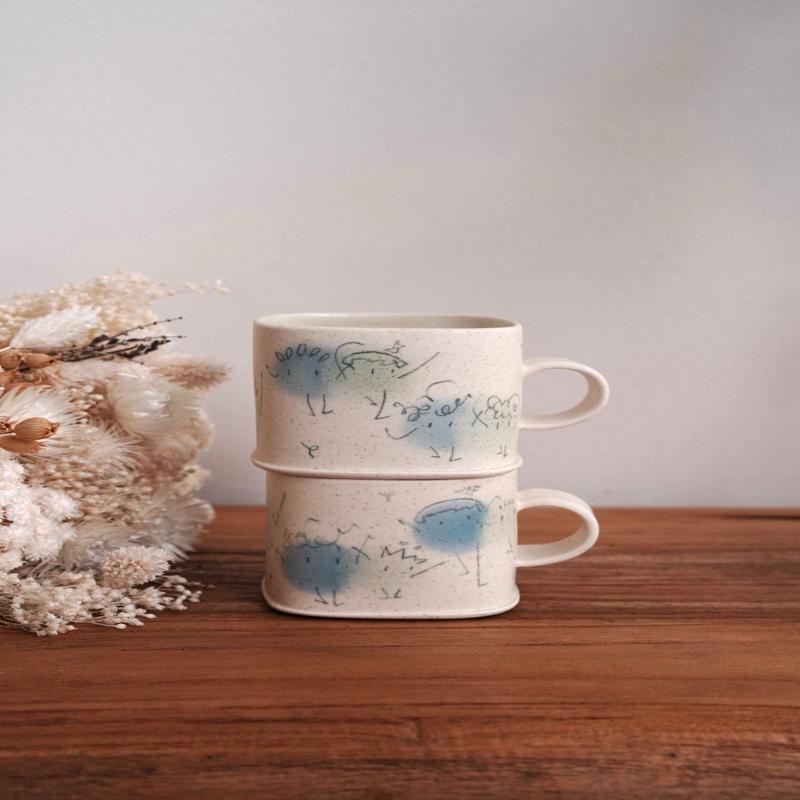 Zing Studio Hand-made Small Square Mug - Blue