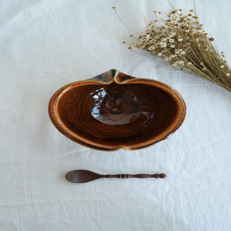 Hirokazu Furutani - Brown Apple Shaped 19cm Bowl HF05