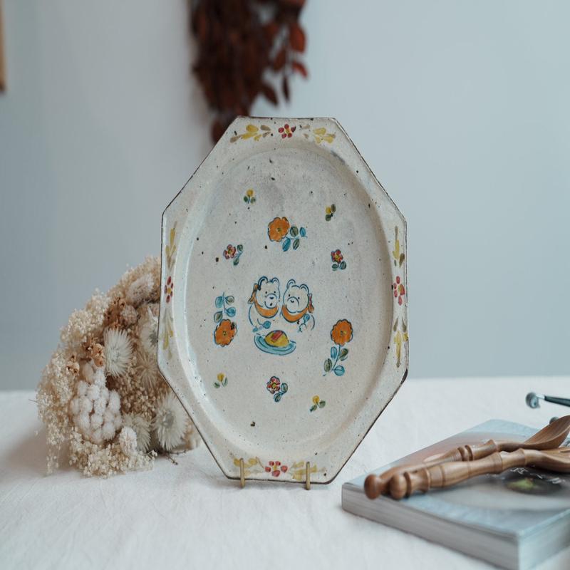 TATA Pottery Studio & - Slip Octagon Plate TP06 #2