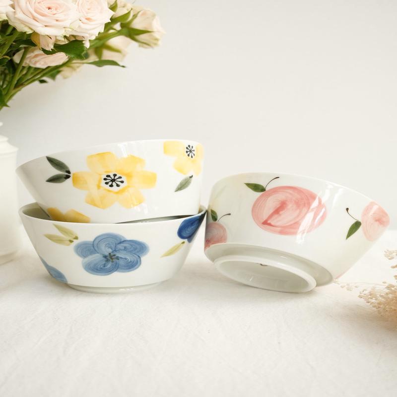 Hasami Ware Rice Bowl Flower Collection