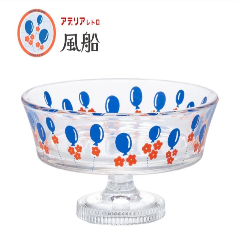 Aderai Glass Retro Pedestal Shallow Dessert Bowl - Blue Balloon