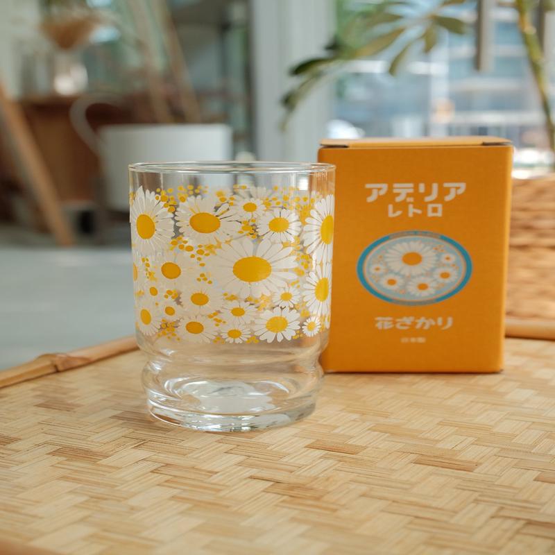 Aderia Glass Retro Tumbler - Yellow Flower