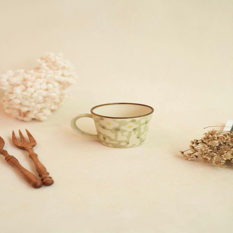 Makiko Sato - Green Mixed Pattern Mug MS19