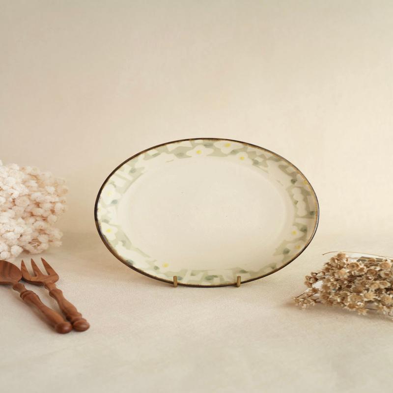 Makiko Sato - Green Mixed Pattern Round Plate MS04