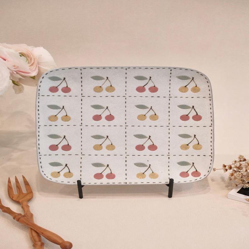 Kei Mitsumochi Square Plate - Checked Pattern Mix Cherry KM17