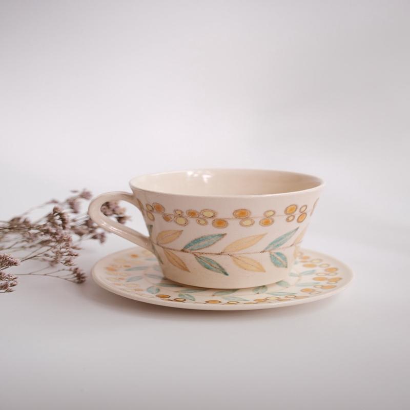 Taki Tomoda Fruit and Leaf Mug and Saucer - TT06