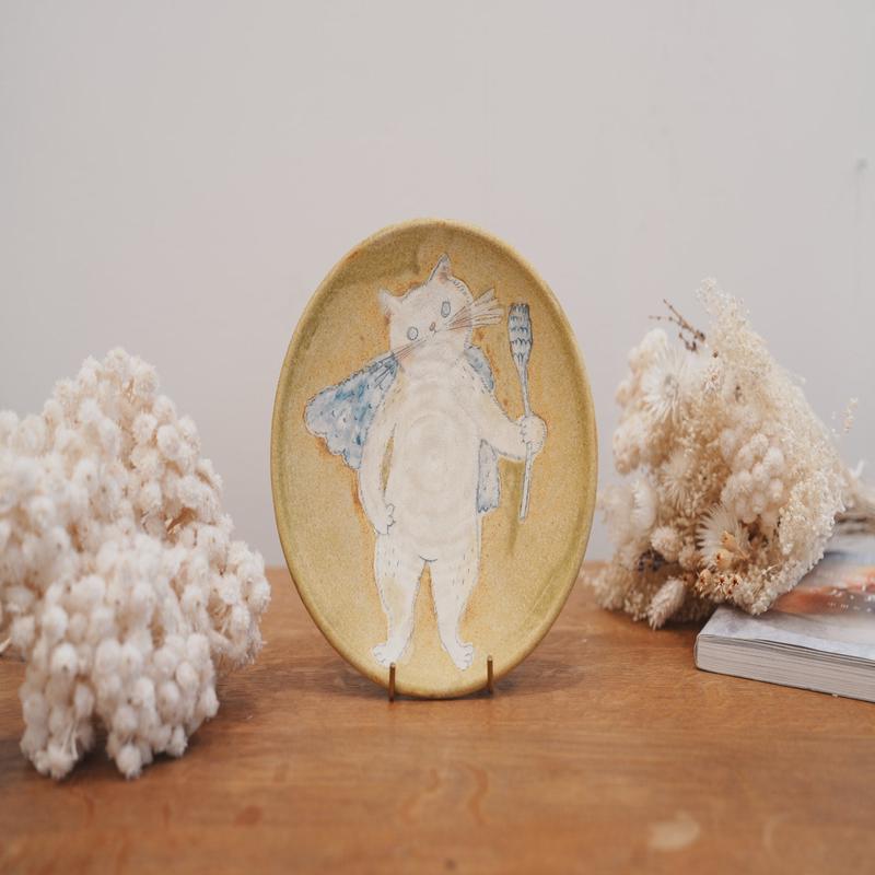 Tomoko Kubo Large Cat Plate TK19