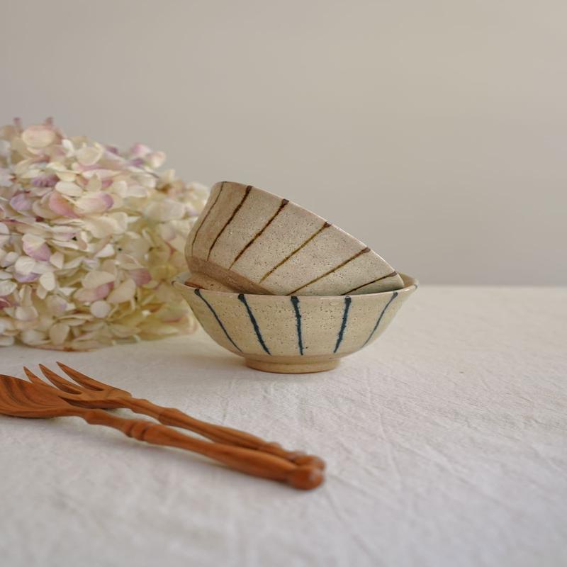 SAKUZAN Kairagi Jussou Stripe Large Rice Bowl