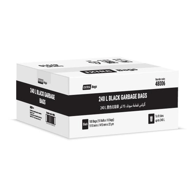 Extra 240 L Black Garbage Bags 100 count