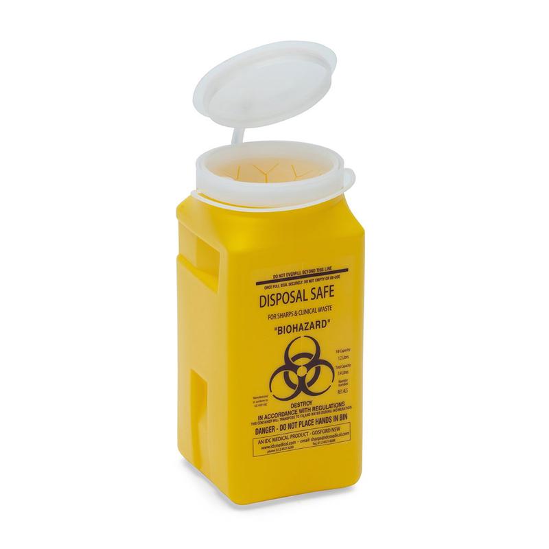 IDC Medical 1.4L Non-Spill Snap Lid Sharps Container