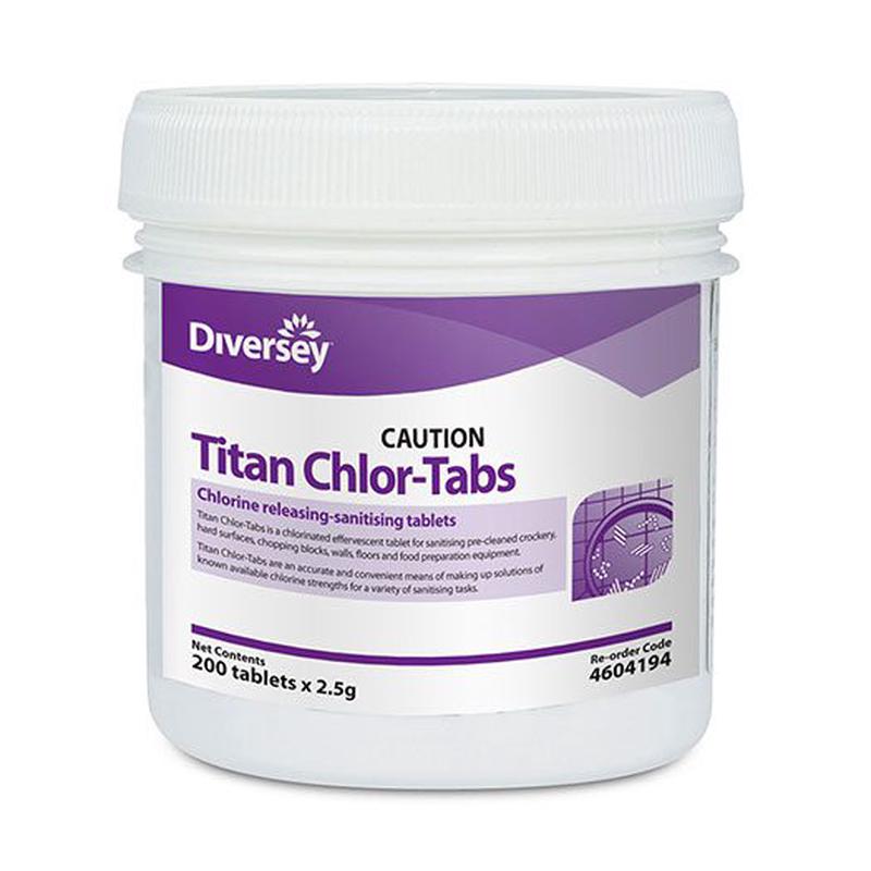 Diversey Titan Chlor-Tabs Hospital Grade Disinfectant 200 x 2.5g