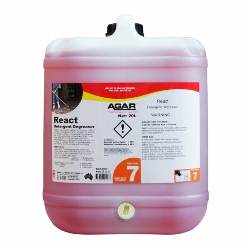 Agar 20L React Non-Caustic Detergent Degreaser