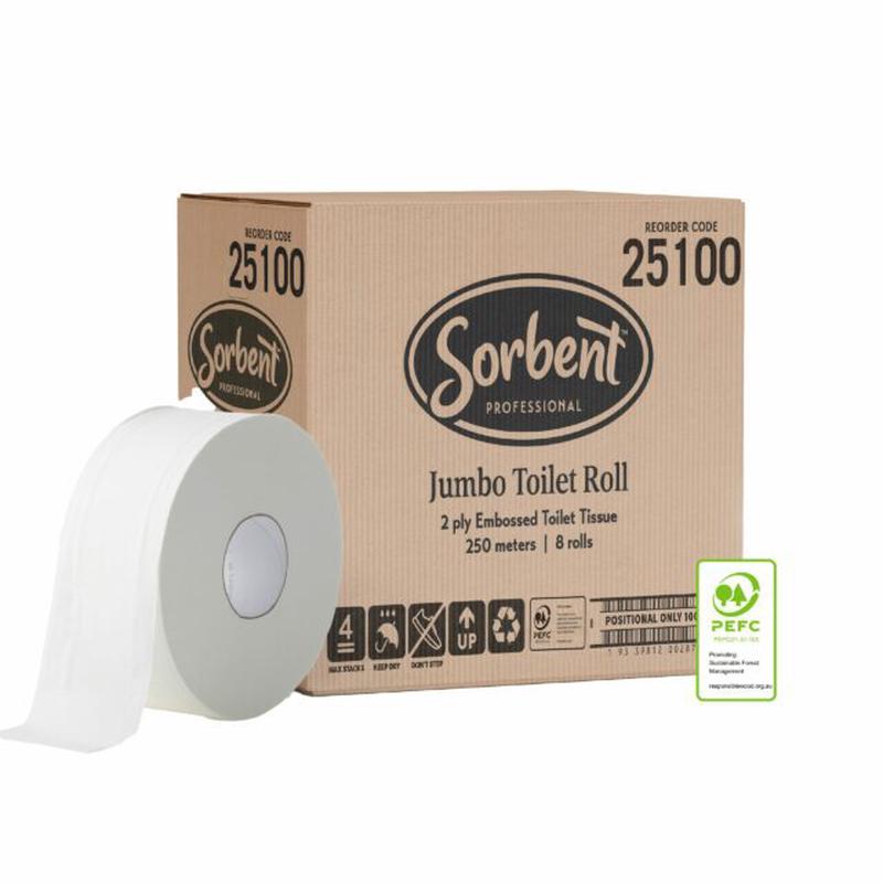 Sorbent Professional Jumbo Toilet Tissue 2 Ply 250m