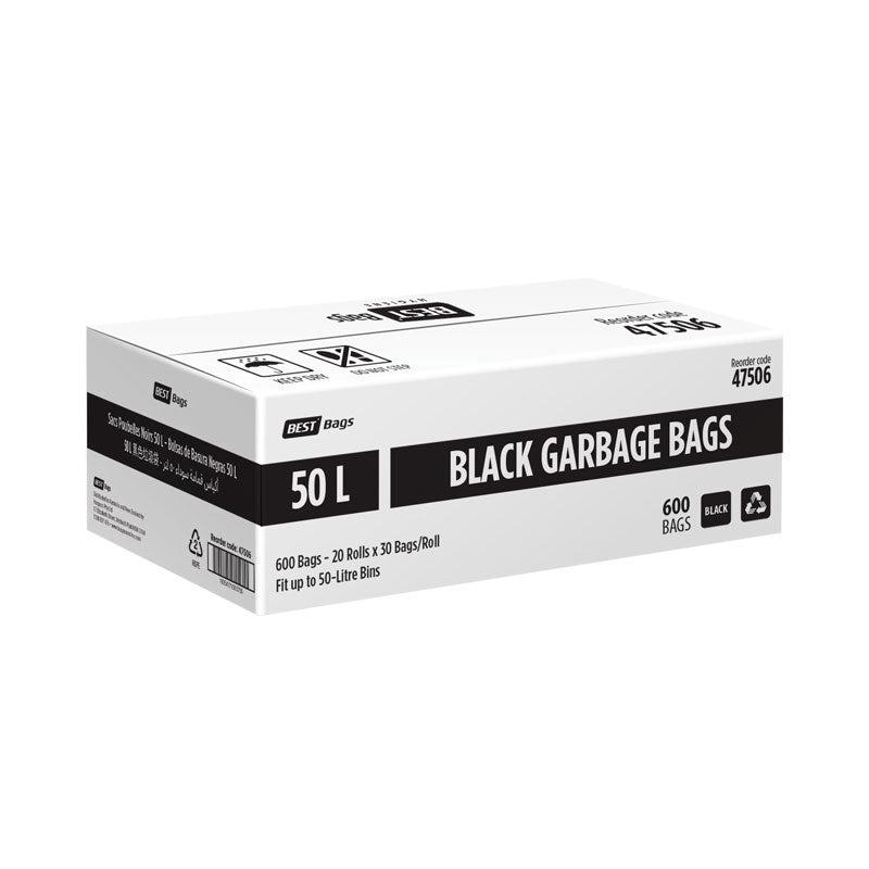Best Hygiene 50L Black Garbage Bags, 600 Bags