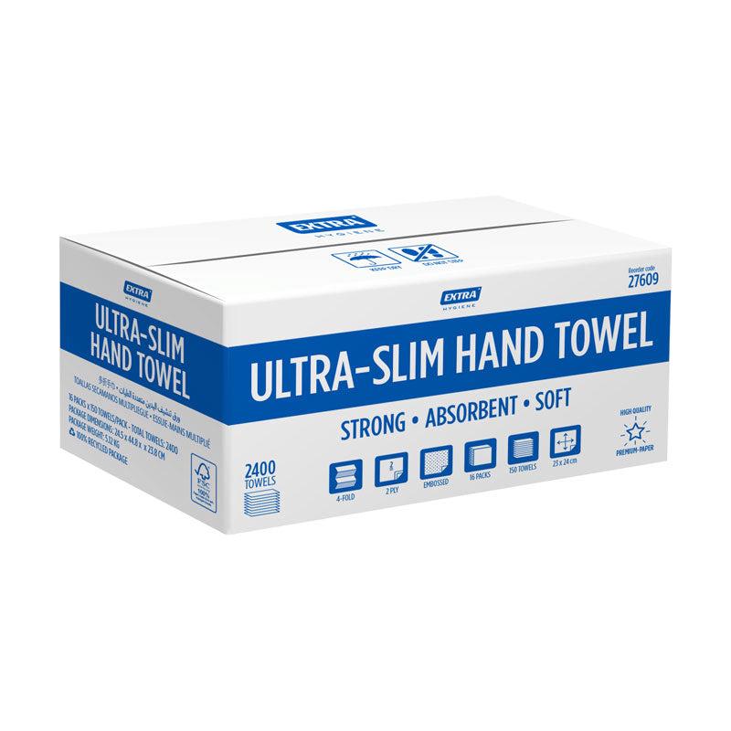 Extra Hygiene Ultraslim Hand Towel 2-Ply 2400 Sheets 16 Pack
