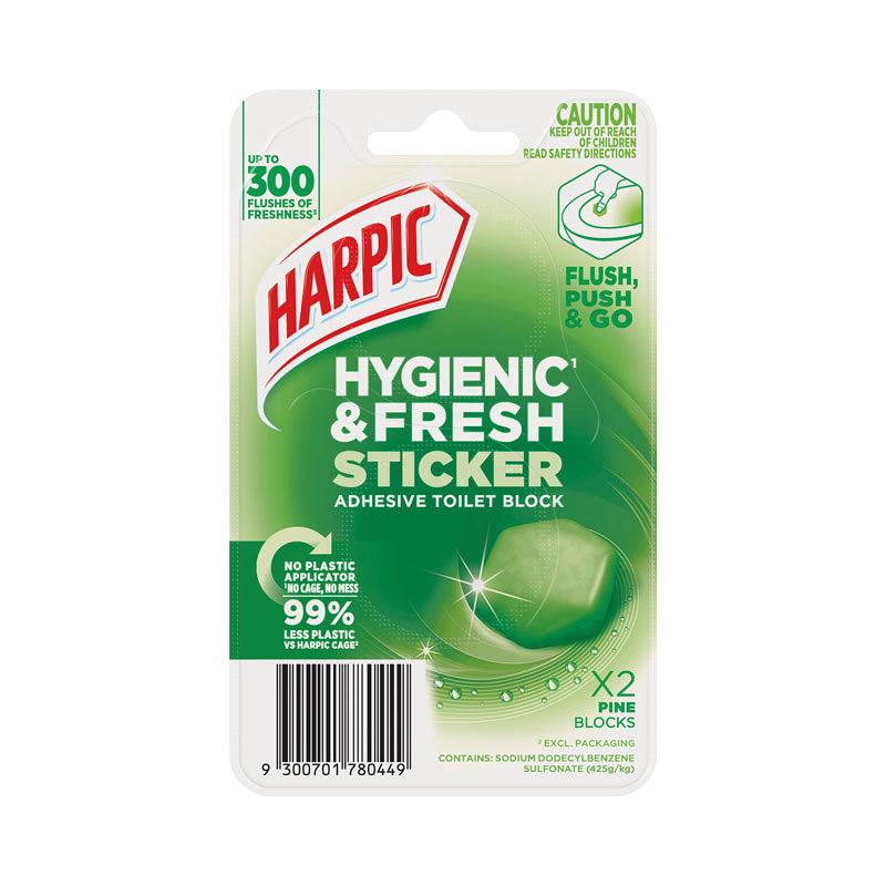 Harpic Hygienic & Fresh Sticker Toilet Block Pine 2 Pack