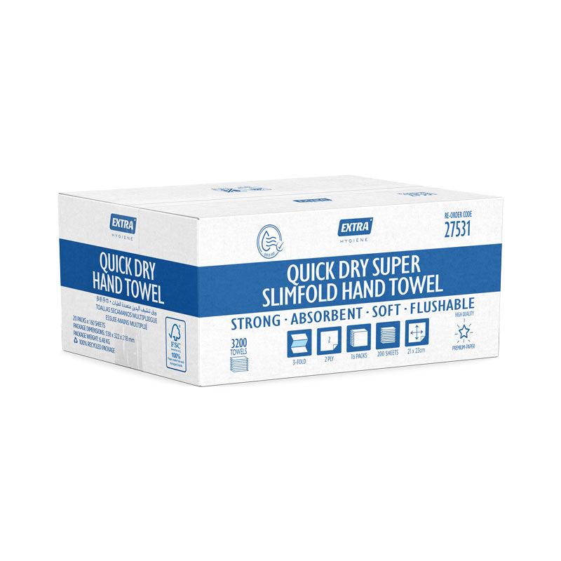 Extra Hygiene Flushable Super Slimfold Hand Towel - 3200 Sheets
