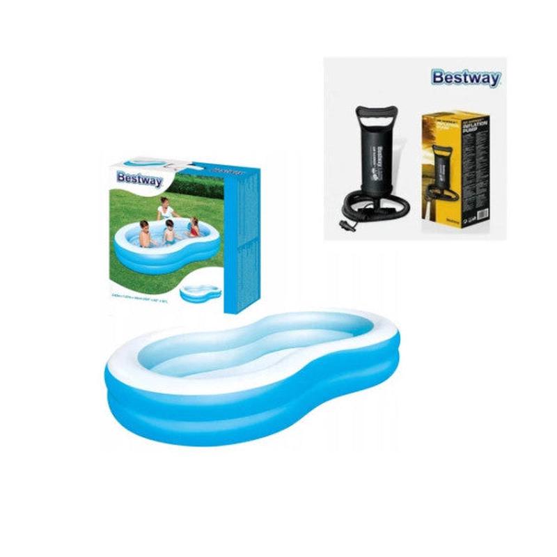 Bestway 54117 Jumbo Oval Colorful Family Pool Set With Inflator Pump