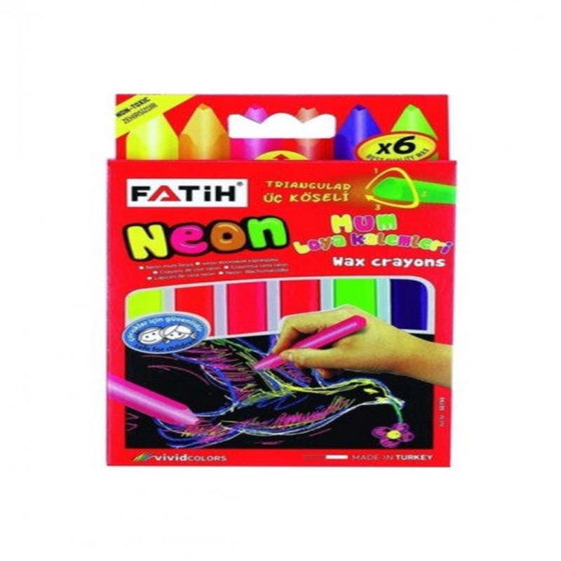 Fatih Wax Pastel Color Neon Wax Crayon Jumbo 6 Color Neon