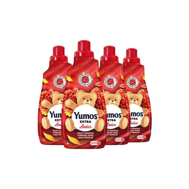 Yumo Extra Concentrated Fabric Softener Amber 1440 Ml 60 Washes 4 Pieces