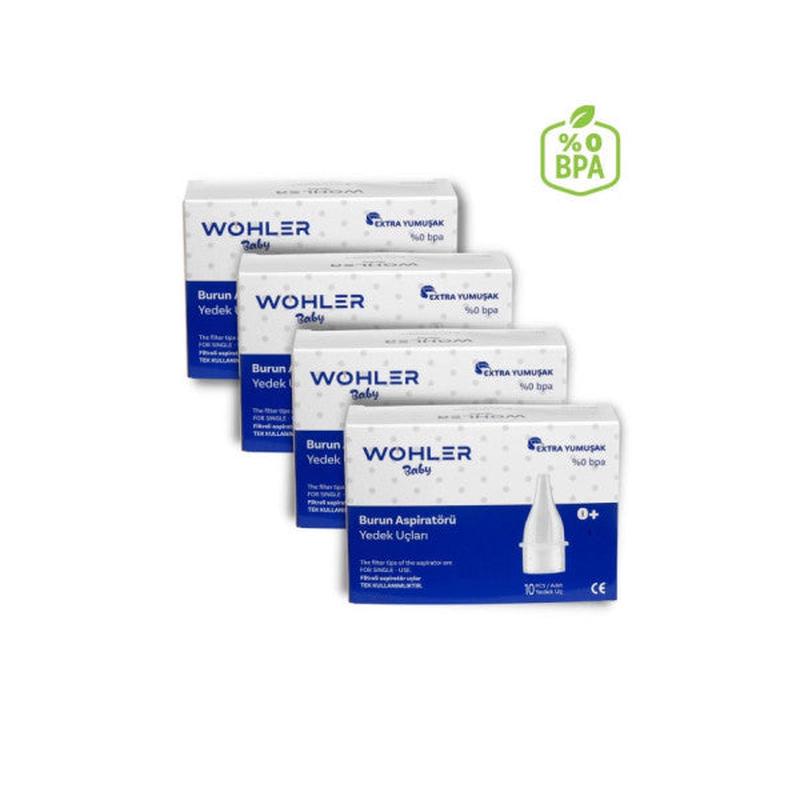 Wohler Nasal Aspirator Replacement Tips 10-Pack Individually Wrapped X 4 = 40 Pieces (Compatible With Otri Bebe)