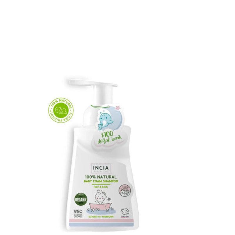 Incia 100 Natural Organic Certified Baby Foam Shampoo Hair Body Lavender Cradle Cap Prevention Newborn 200 Ml
