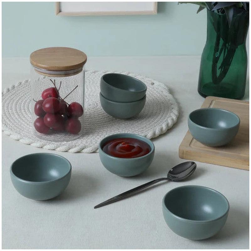 Keramika Matte Green Cloud Mini Snack / Sauce Bowl 8 Cm 6 Pieces 322