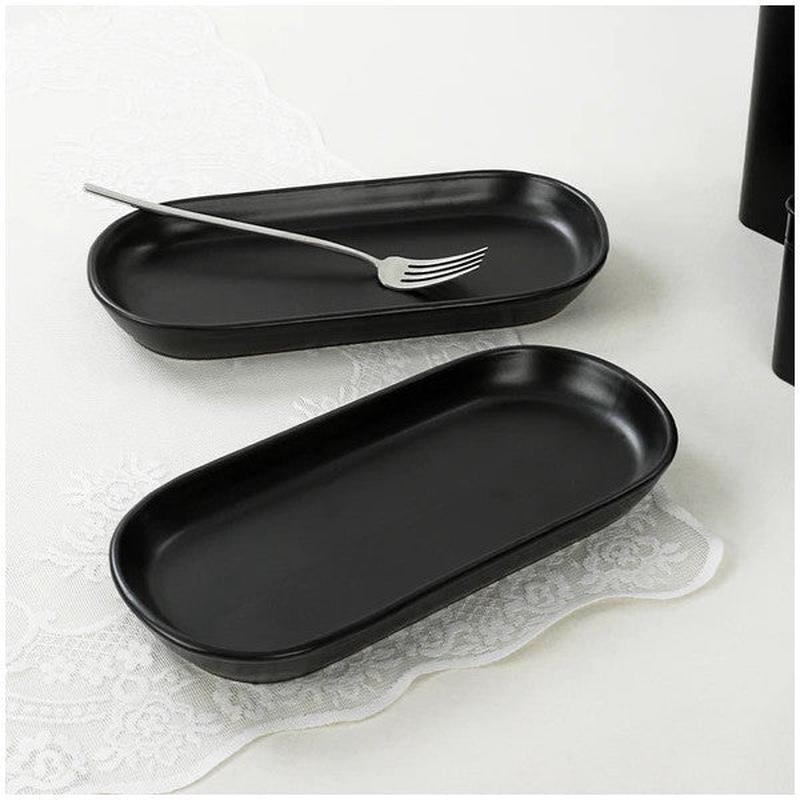 Keramika Matte Black Noyan Boat Plate 2 Pieces 28 Cm
