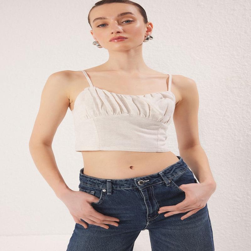 Women's Plain Spaghetti Strap Regular Blouse