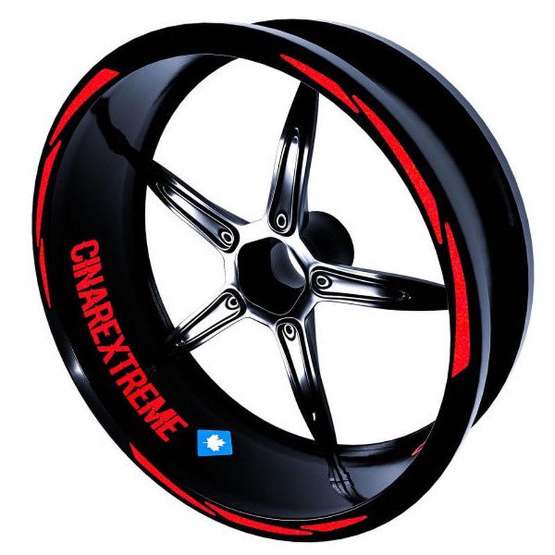 3 Piece Design Reflective Red Rim Strip Sticker nar Extreme