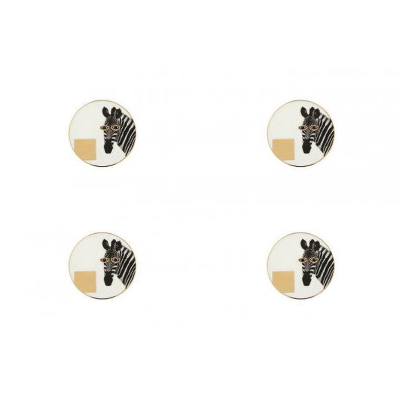 Porland Wild Life Zebra Coasters 10cm Set of 4 04ALM006624