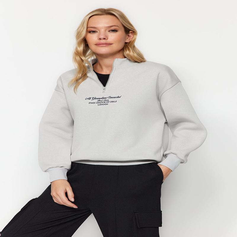 Women's Motto Long Sleeve Oversize Sweatshirts