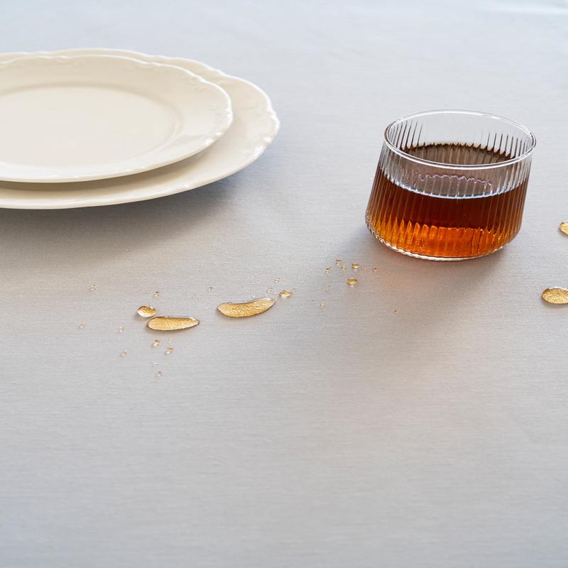 Florita Gray Punch Embroidered Worry-Free Stain-Resistant Tablecloth 160X220 Cm