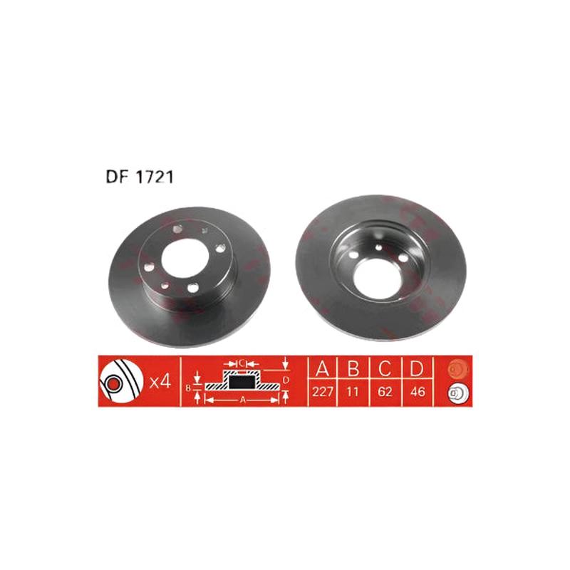 Front Brake Disc M131 M124 1600 Panda 80-> Ibiza I 84->93 22710.84Dl Trw Df1721