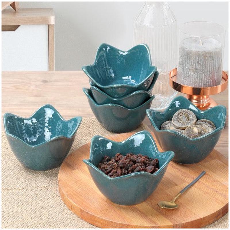 Keramika Luster Green Lily Snack Bowl 12 Cm 6 Pieces