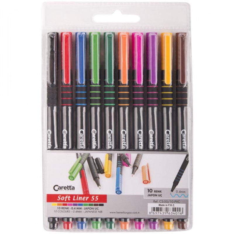 Caretta Softliner Felt Pen 0.4 Mm Mixed Color 10 Pcs Cs-55