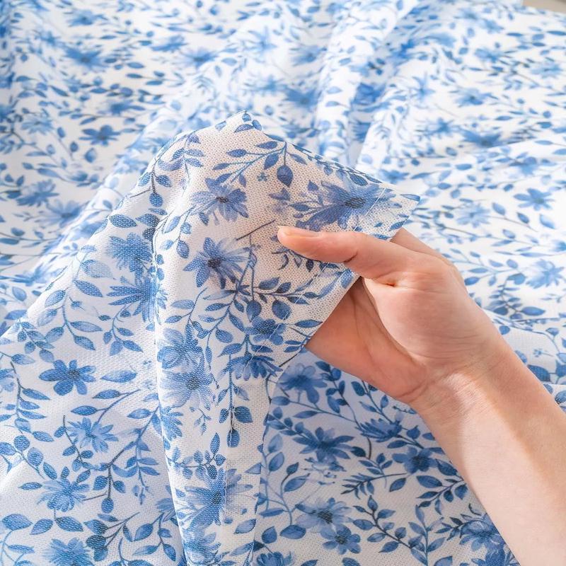 Blue Floral Tablecloth, Table Cloth, Picnic Cloth