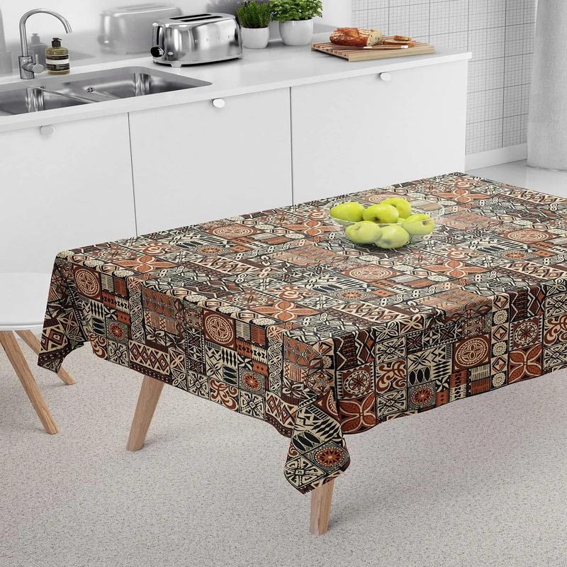 Brown Ethnic Tablecloth, Table Cloth, Picnic Cloth