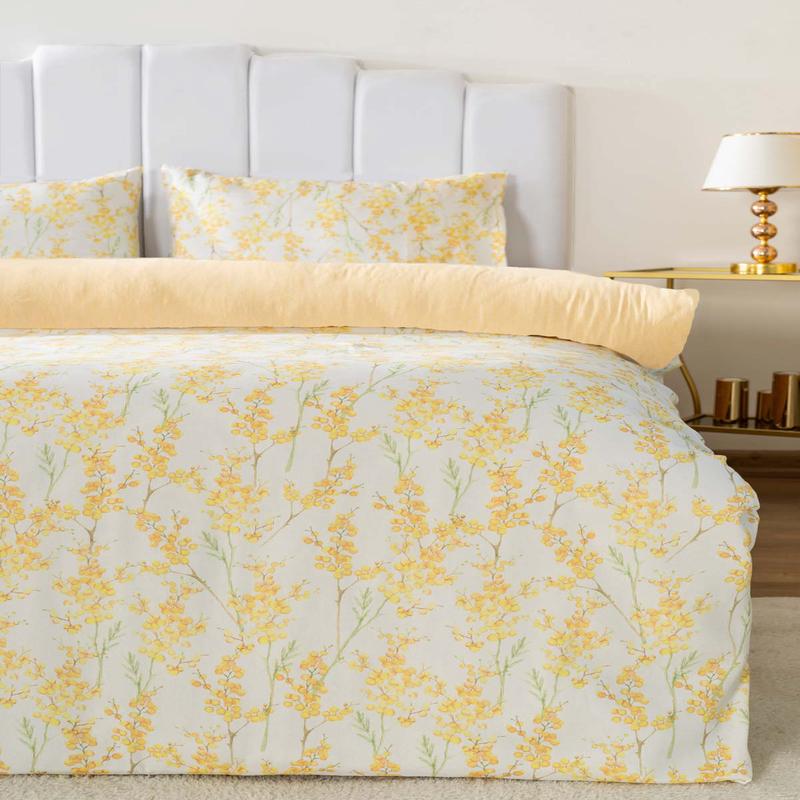 Lorisa Yellow Single Duvet Cover Set Cotton